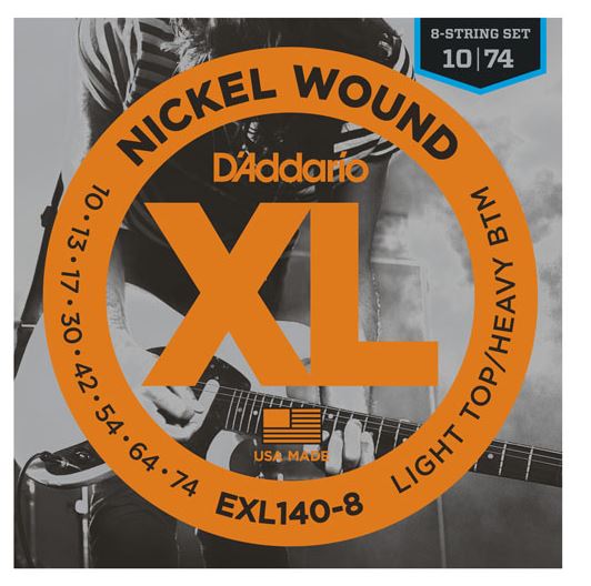 DAddario EXL140-8 10-52 Nickel Wound Light Top/Heavy Bottom Electric Guitar 8 String Set