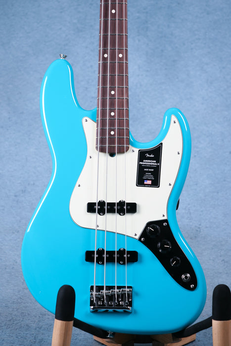 Fender American Professional II Jazz Bass Rosewood Fingerboard - Miami Blue - US210007825 - Clearance